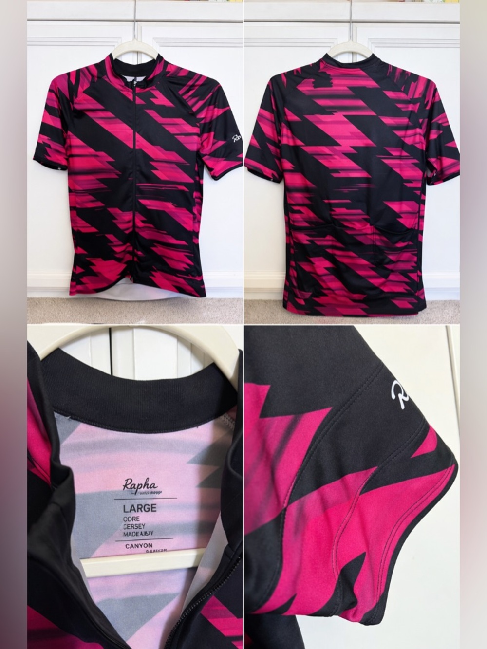 Rapha Black & Magenta Geometric Short Sleeve Cycling Jersey